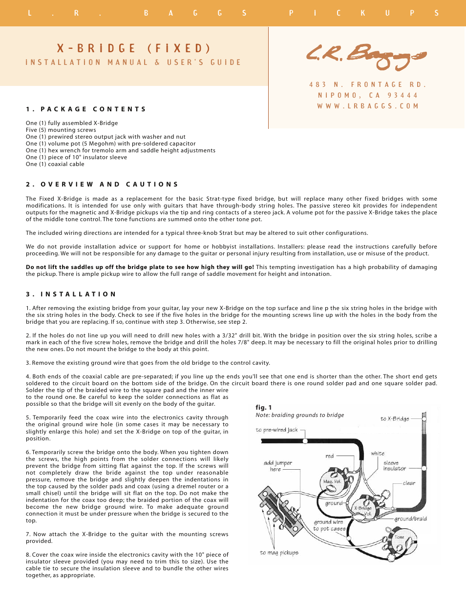 LR Baggs X-Bridge: Fixed User Manual | 2 pages