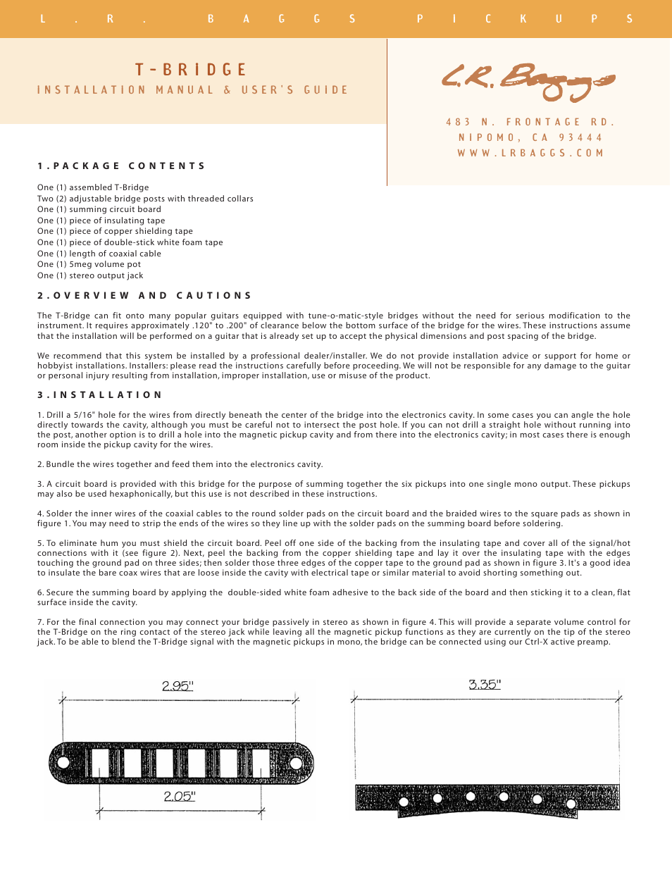 LR Baggs T-Bridge User Manual | 3 pages