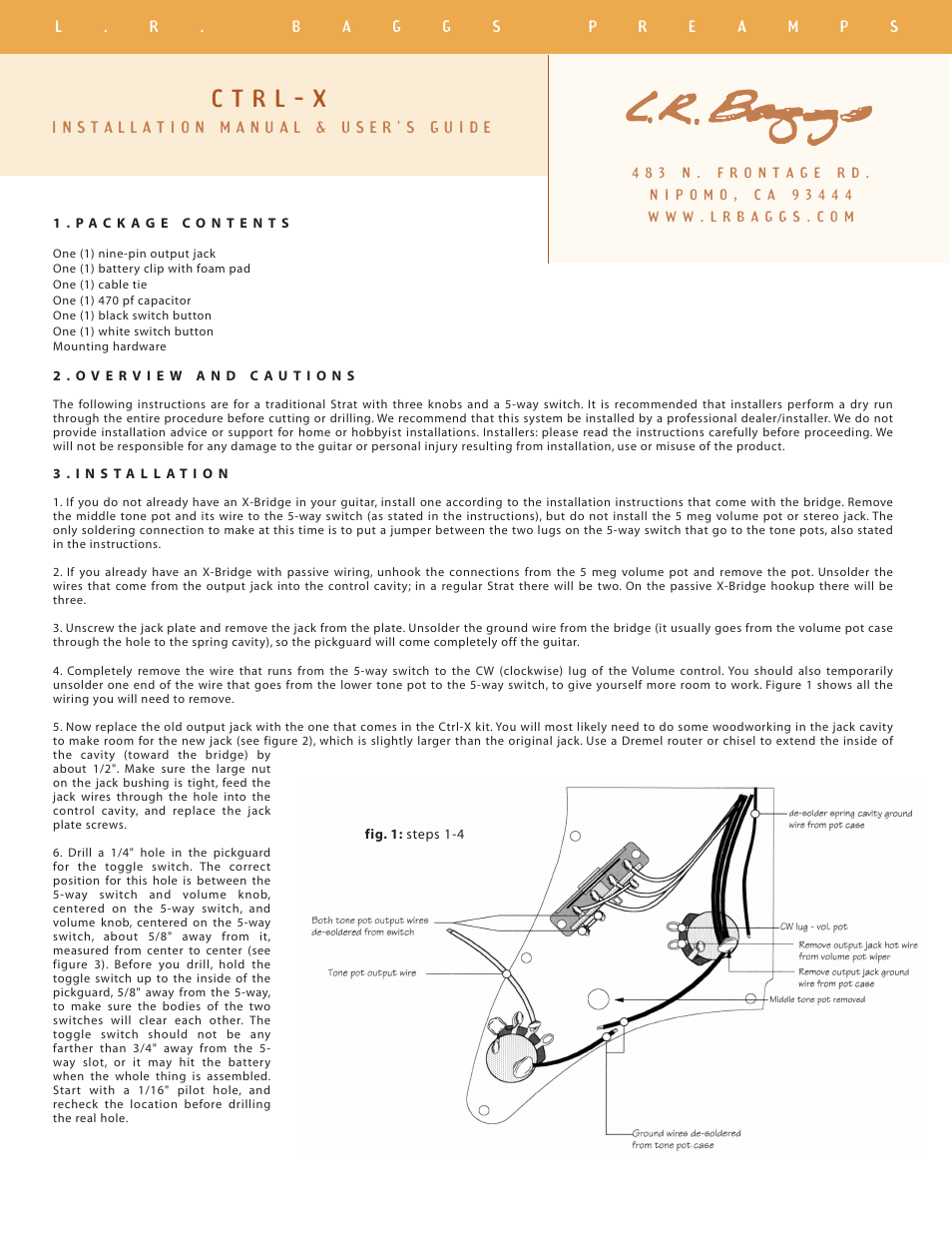 LR Baggs Control-X Preamp User Manual | 6 pages