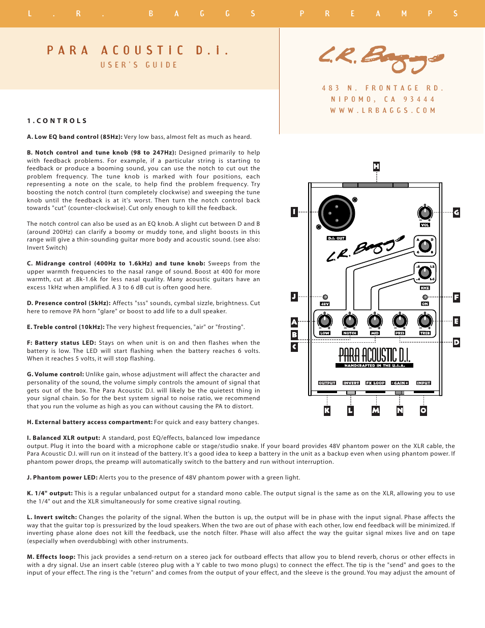 LR Baggs Para DI User Manual | 2 pages