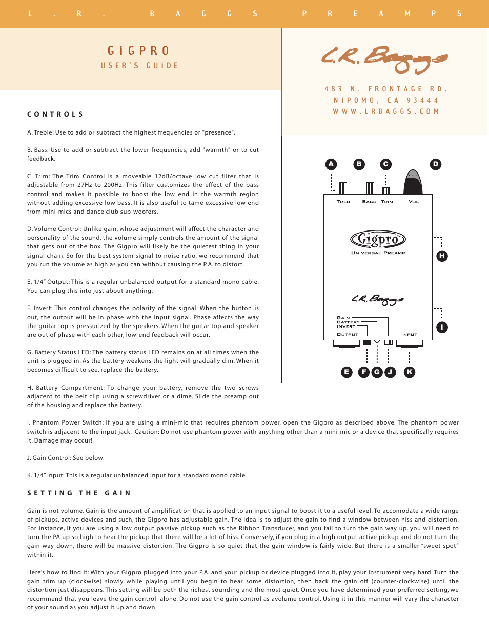 LR Baggs Gigpro User Manual | 2 pages