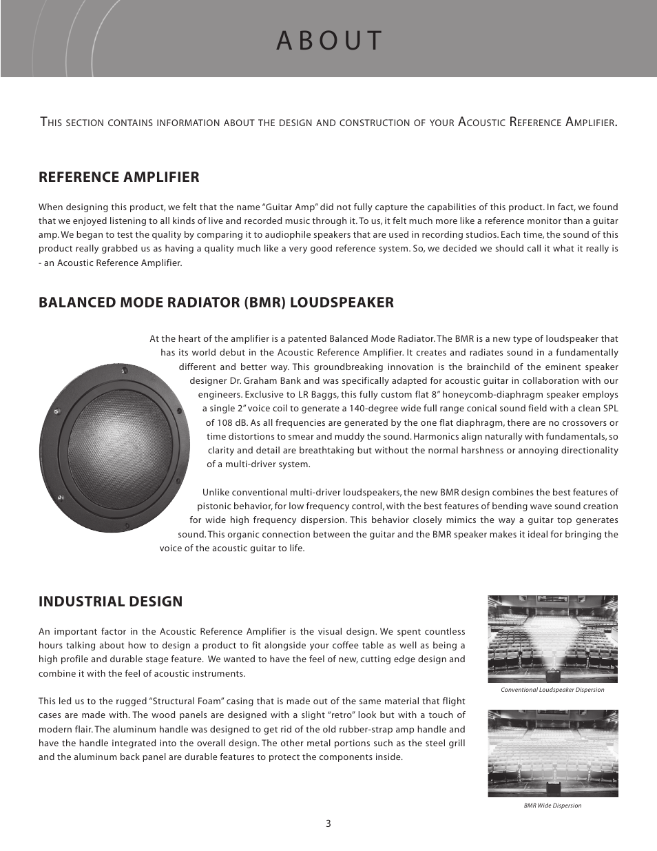 Reference amplifier, Balanced mode radiator (bmr) loudspeaker, Industrial design | LR Baggs Acoustic Reference Amplifier User Manual | Page 6 / 20