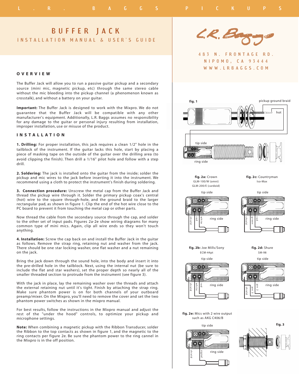 LR Baggs Buffer Jack User Manual | 1 page