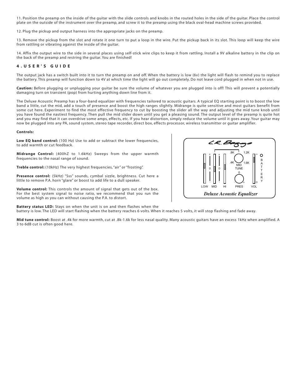 Deluxe acoustic equalizer | LR Baggs Deluxe Acoustic EQ User Manual | Page 2 / 2