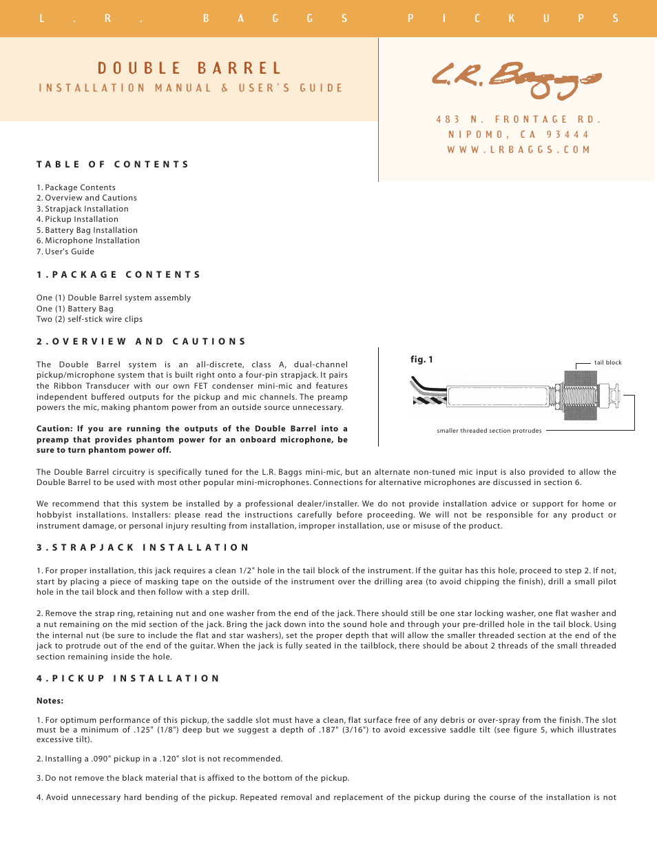 LR Baggs Double Barrel User Manual | 3 pages