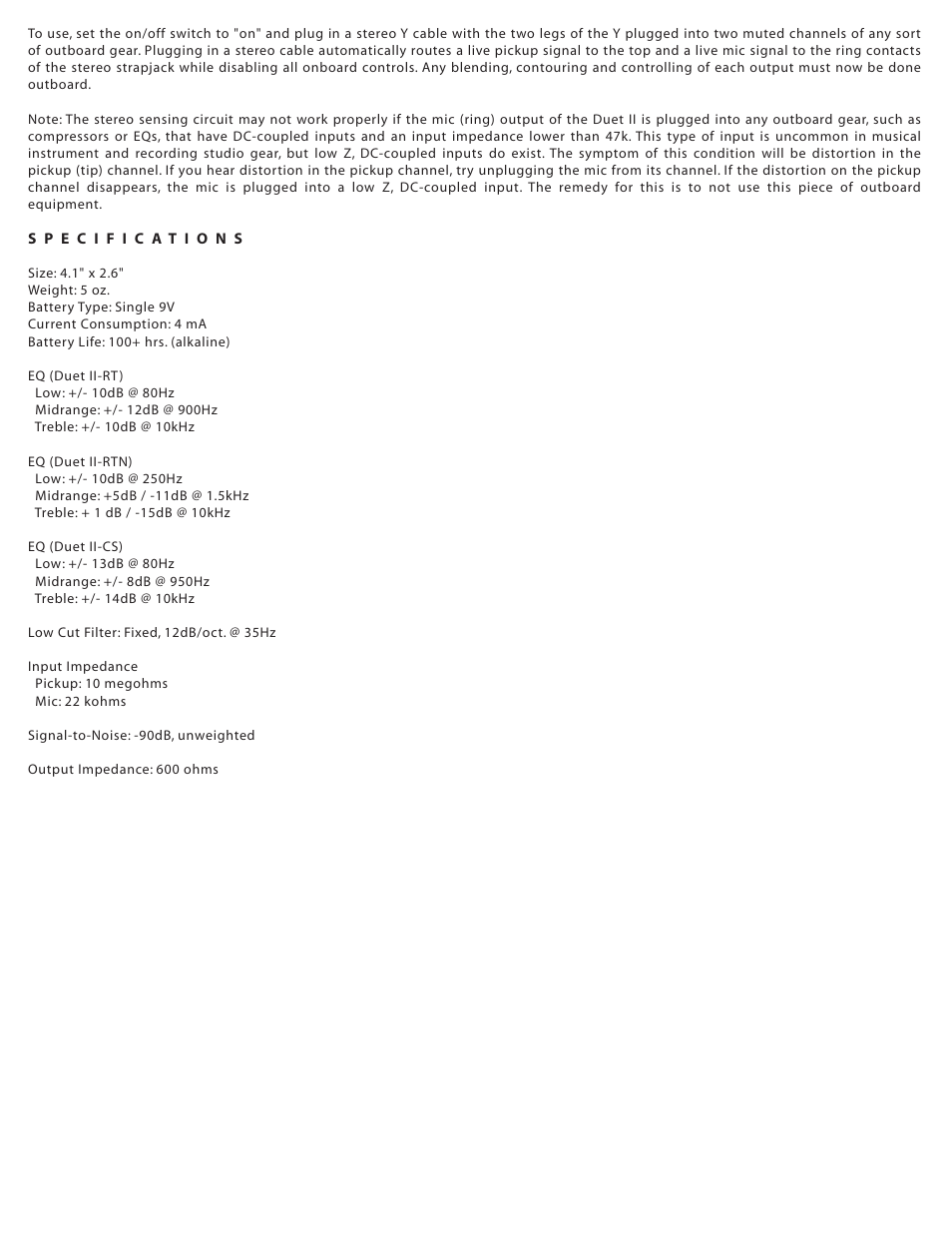 LR Baggs Duet II User Manual | Page 2 / 2