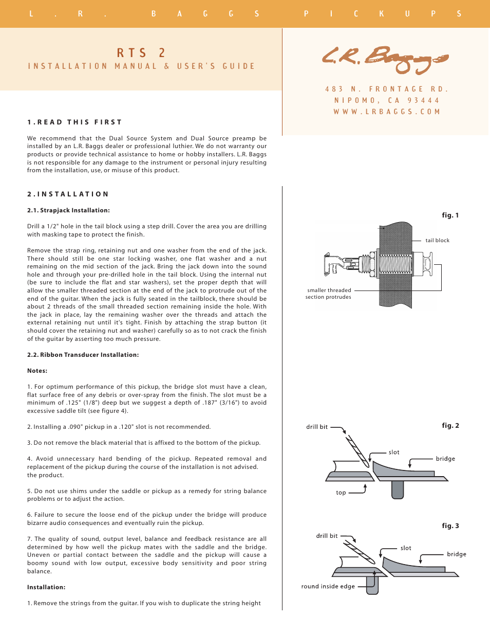 LR Baggs RTS 2 User Manual | 3 pages