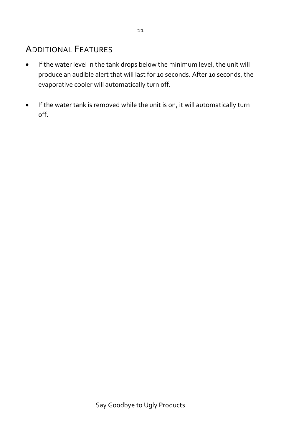 Additional features | Luma Comfort EC110S Manual User Manual | Page 11 / 16