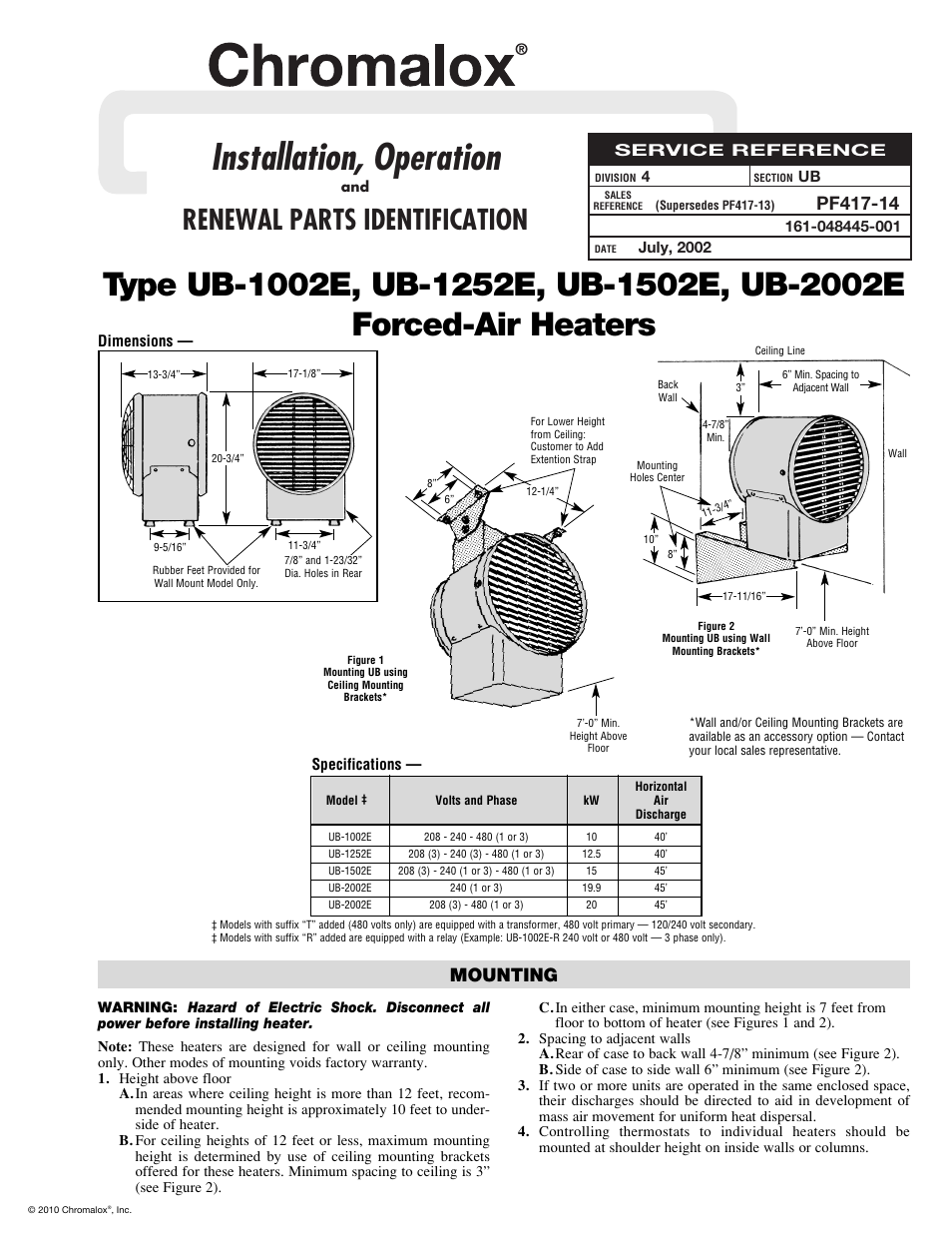 Chromalox UB-1502E User Manual | 6 pages