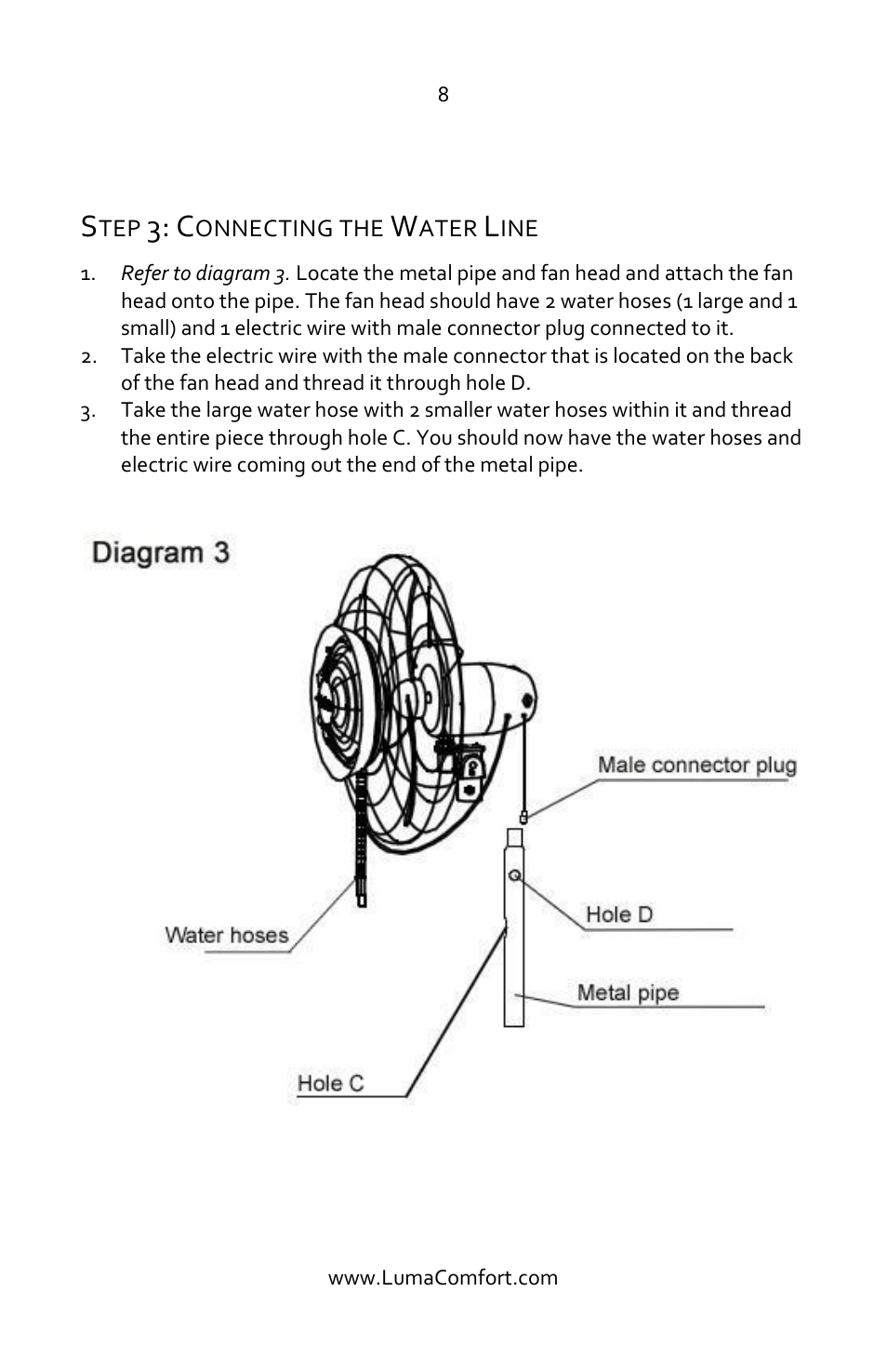 Step 3: connecting the water line | Luma Comfort MF24B Manual User Manual | Page 8 / 15