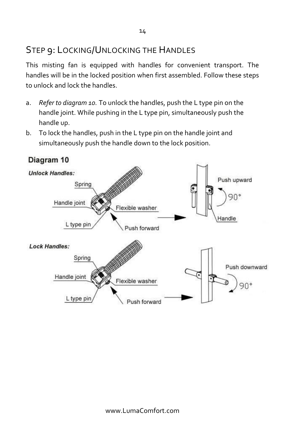 Step 9: locking/unlocking the handles | Luma Comfort MF26B Manual User Manual | Page 14 / 18