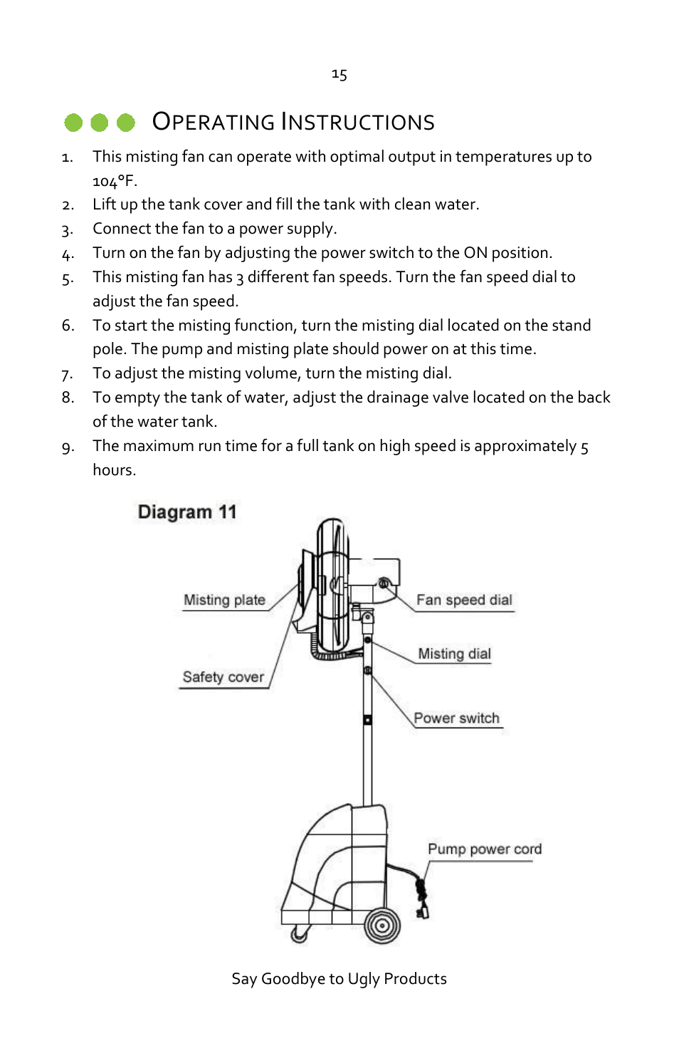 Operating instructions, Perating, Nstructions | Luma Comfort MF26B Manual User Manual | Page 15 / 18