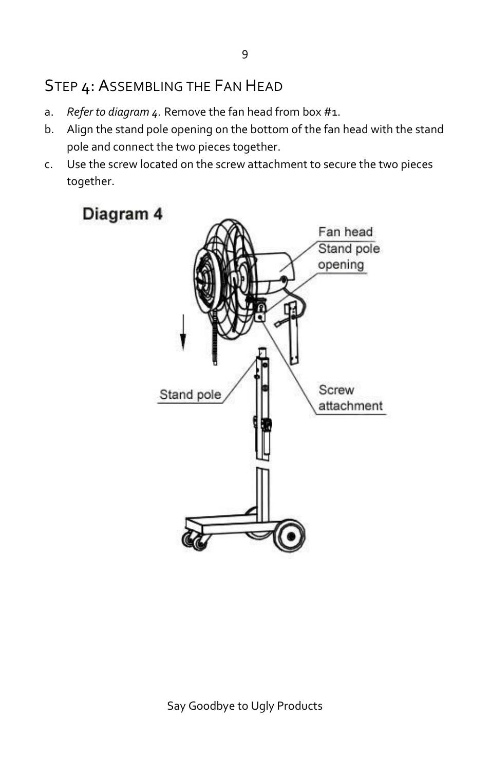 Step 4: assembling the fan head | Luma Comfort MF26B Manual User Manual | Page 9 / 18