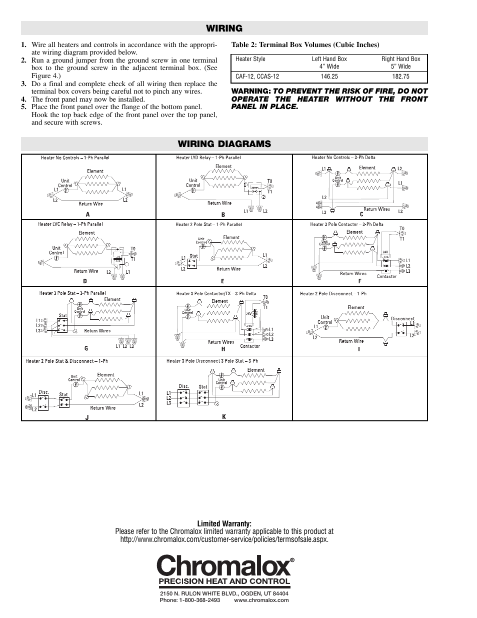 Wiring wiring diagrams | Chromalox CCAS-12 User Manual | Page 4 / 4
