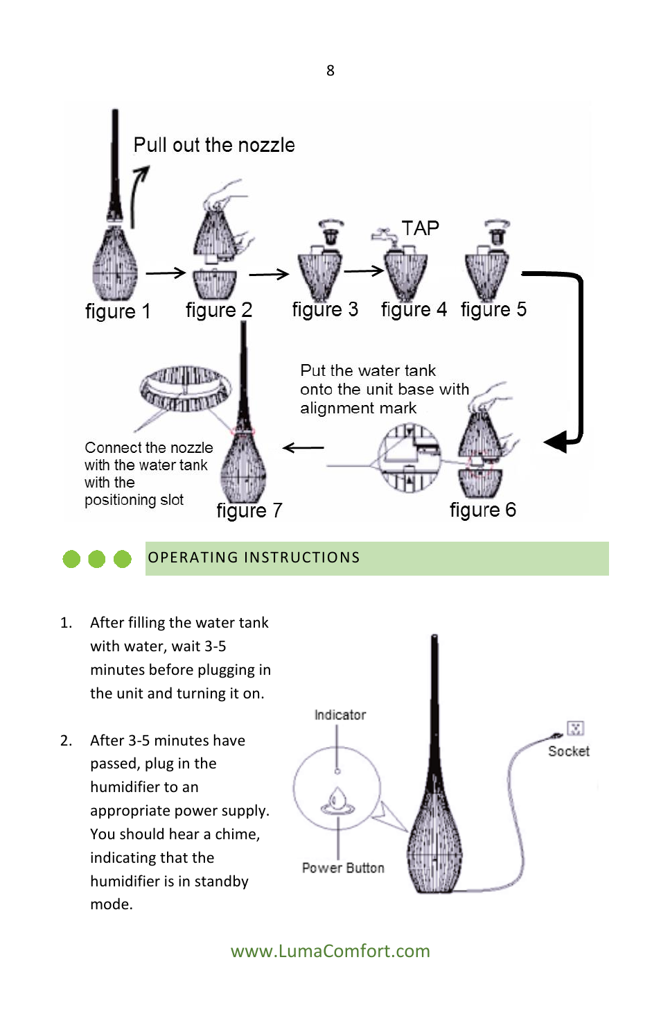 Operating instructions | Luma Comfort HC12W User Manual | Page 8 / 14