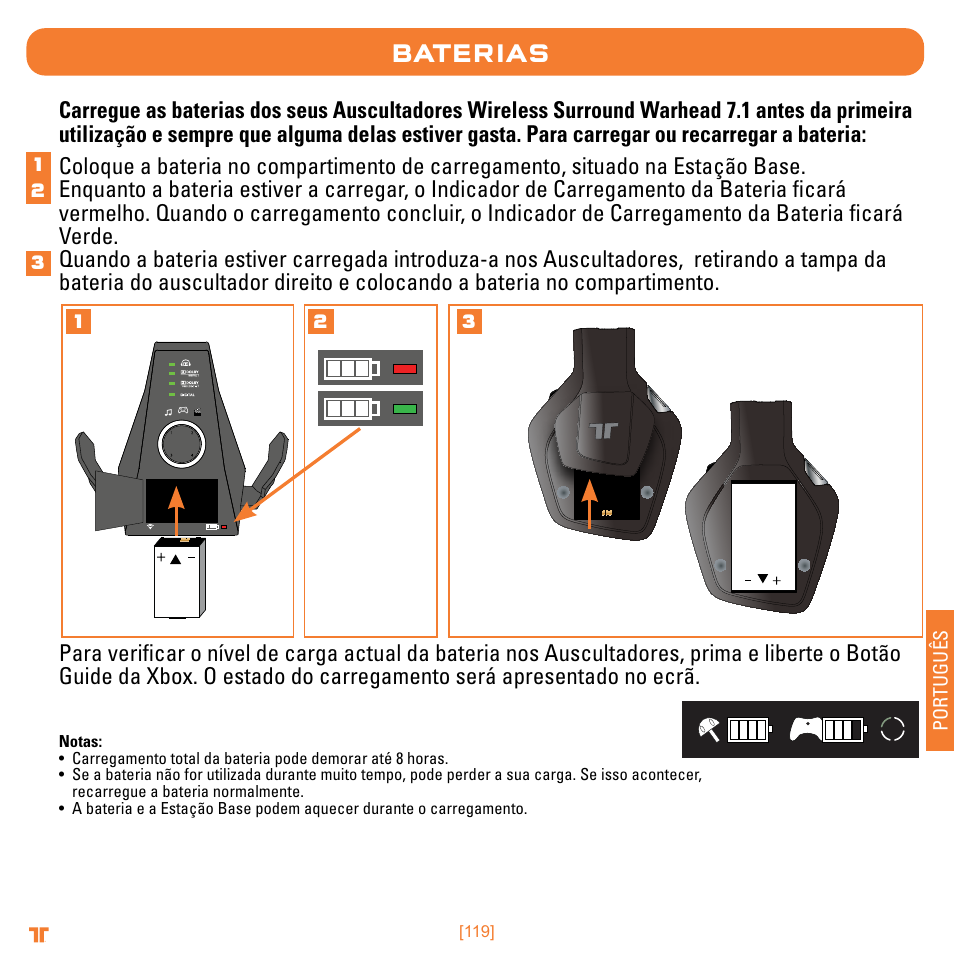 Baterias | Mad Catz TRITTON Warhead 7.1 Wireless Surround Headset  User Manual | Page 119 / 132