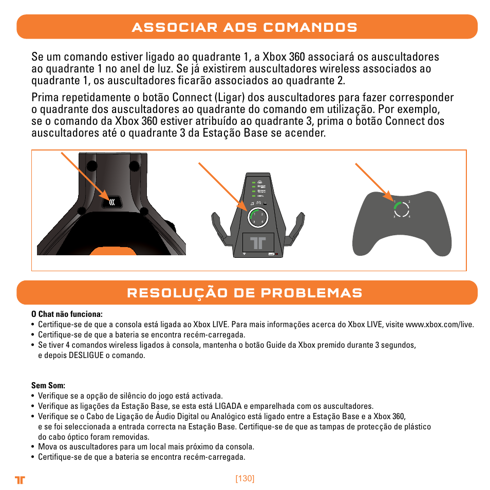 Associar aos comandos, Resolução de problemas | Mad Catz TRITTON Warhead 7.1 Wireless Surround Headset  User Manual | Page 130 / 132