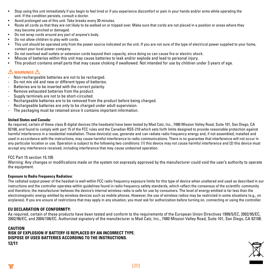 Mad Catz TRITTON Warhead 7.1 Wireless Surround Headset  User Manual | Page 20 / 132