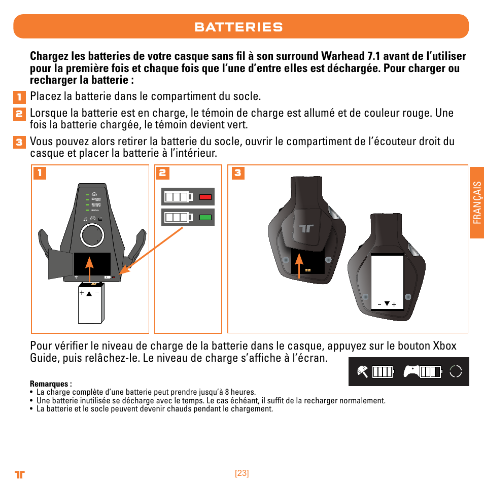 Batteries | Mad Catz TRITTON Warhead 7.1 Wireless Surround Headset  User Manual | Page 23 / 132