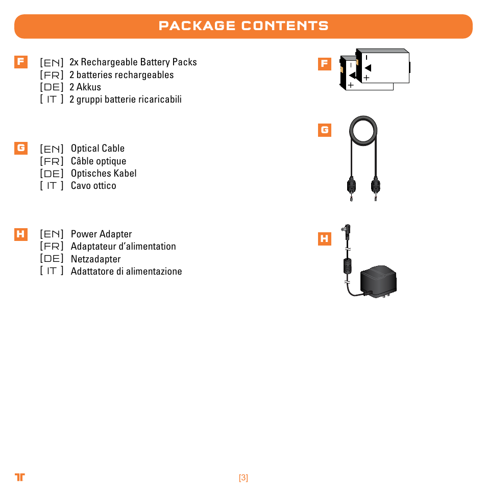 Package contents | Mad Catz TRITTON Warhead 7.1 Wireless Surround Headset  User Manual | Page 3 / 132
