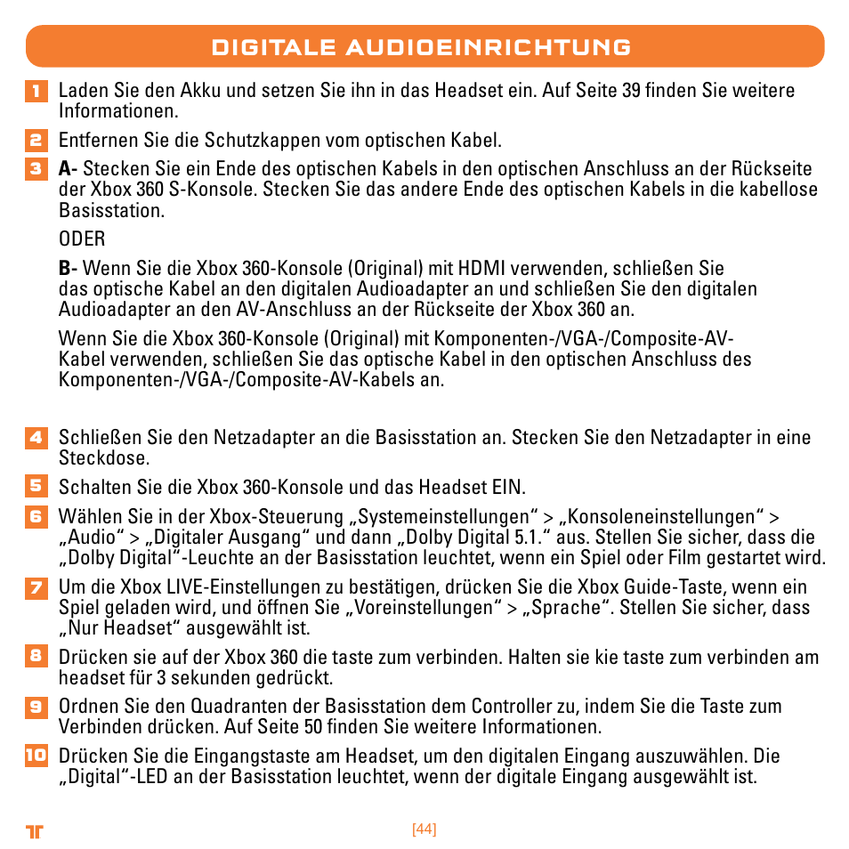 Digitale audioeinrichtung | Mad Catz TRITTON Warhead 7.1 Wireless Surround Headset  User Manual | Page 44 / 132