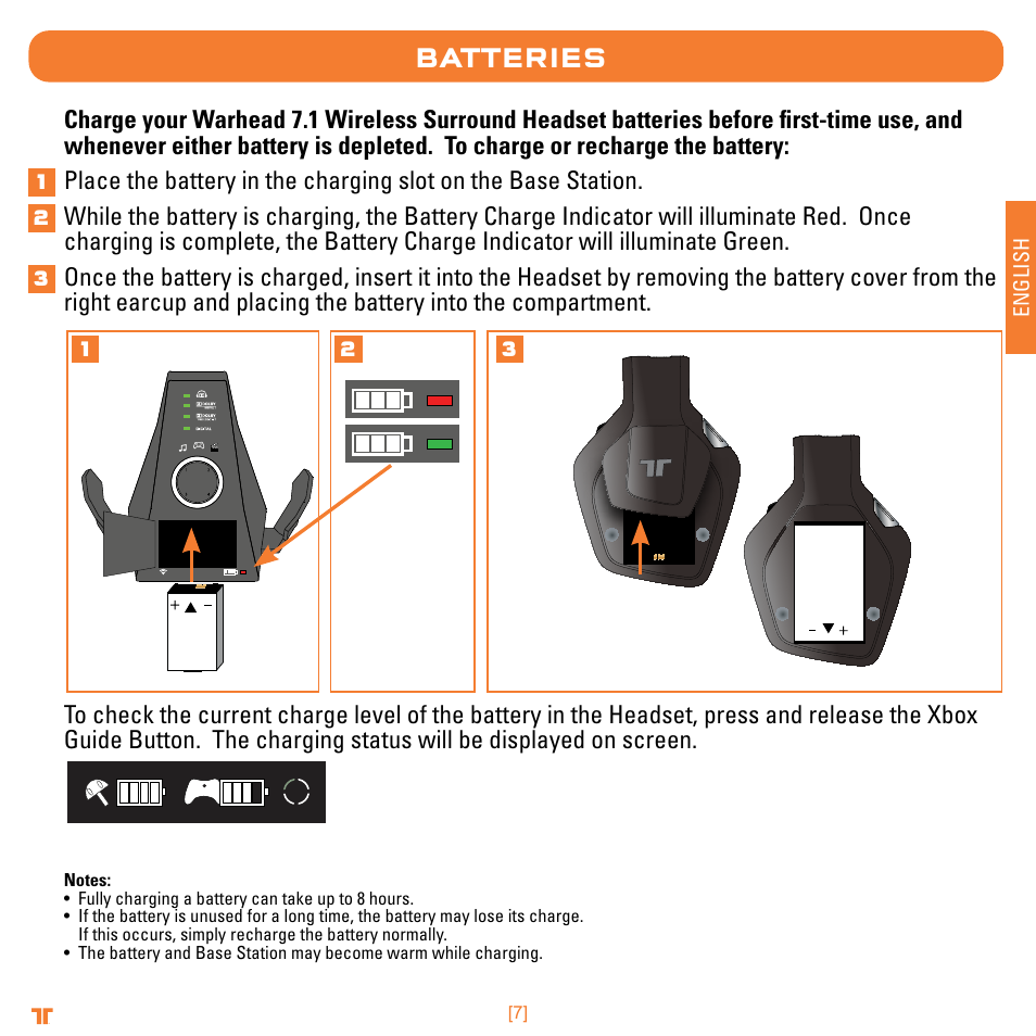 Batteries | Mad Catz TRITTON Warhead 7.1 Wireless Surround Headset  User Manual | Page 7 / 132