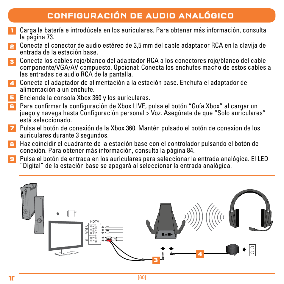 Configuración de audio analógico | Mad Catz TRITTON Warhead 7.1 Wireless Surround Headset  User Manual | Page 80 / 132