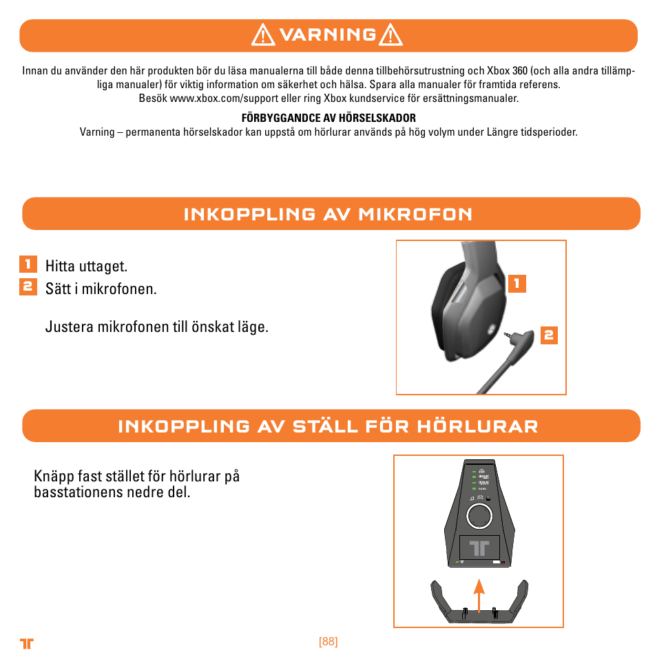 Varning | Mad Catz TRITTON Warhead 7.1 Wireless Surround Headset  User Manual | Page 88 / 132