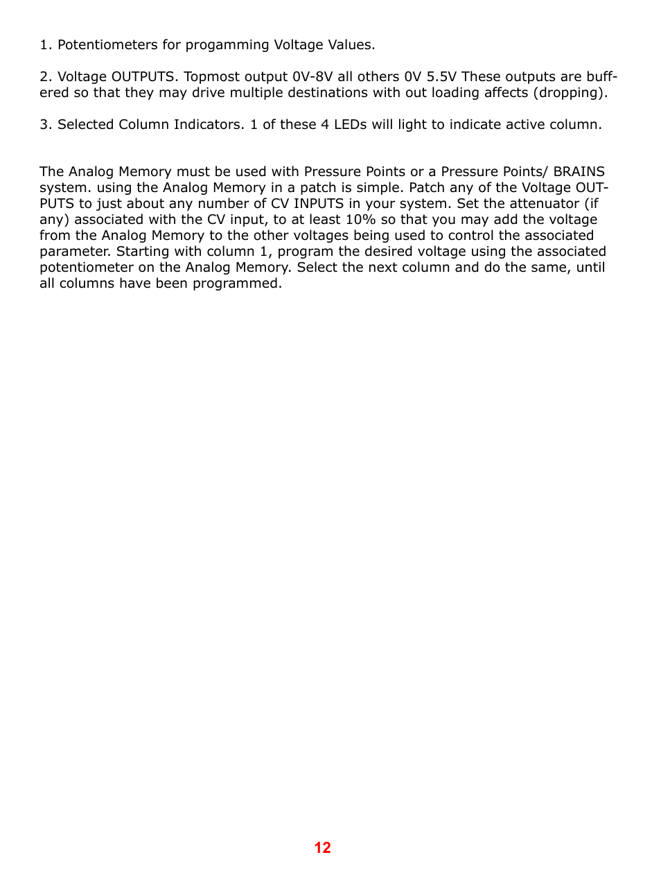 Make Noise Analog Memory User Manual | Page 12 / 12