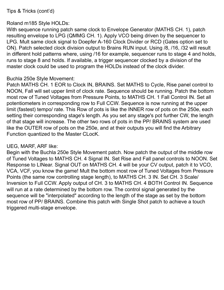 Make Noise Brains User Manual | Page 9 / 9