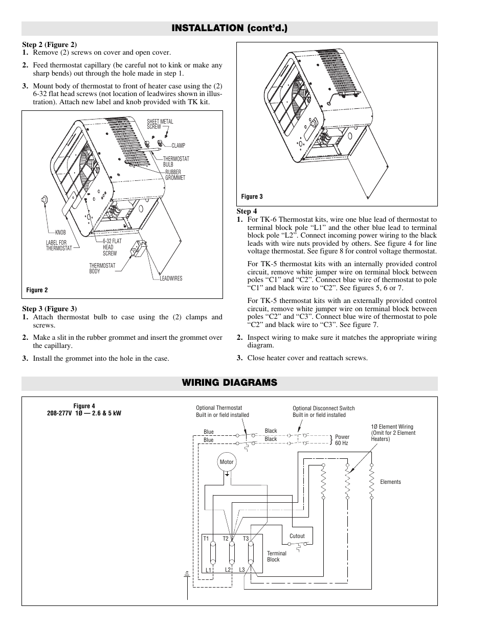 Installation (cont’d.), Wiring diagrams | Chromalox HVH-TK6 User Manual | Page 2 / 4