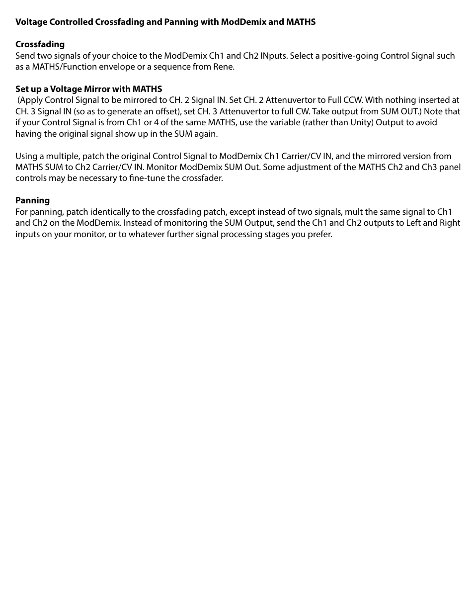 Make Noise modDemix Classic User Manual | Page 8 / 8