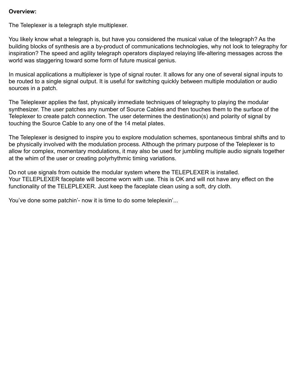 Make Noise Teleplexer User Manual | Page 4 / 8