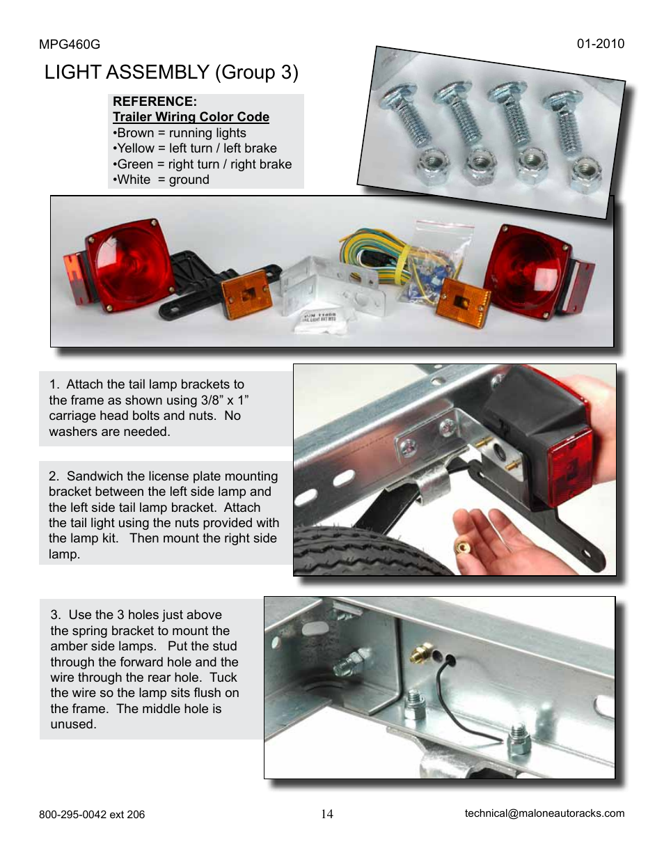 Light assembly (group 3) | Malone MPG460G 2010 User Manual | Page 14 / 23