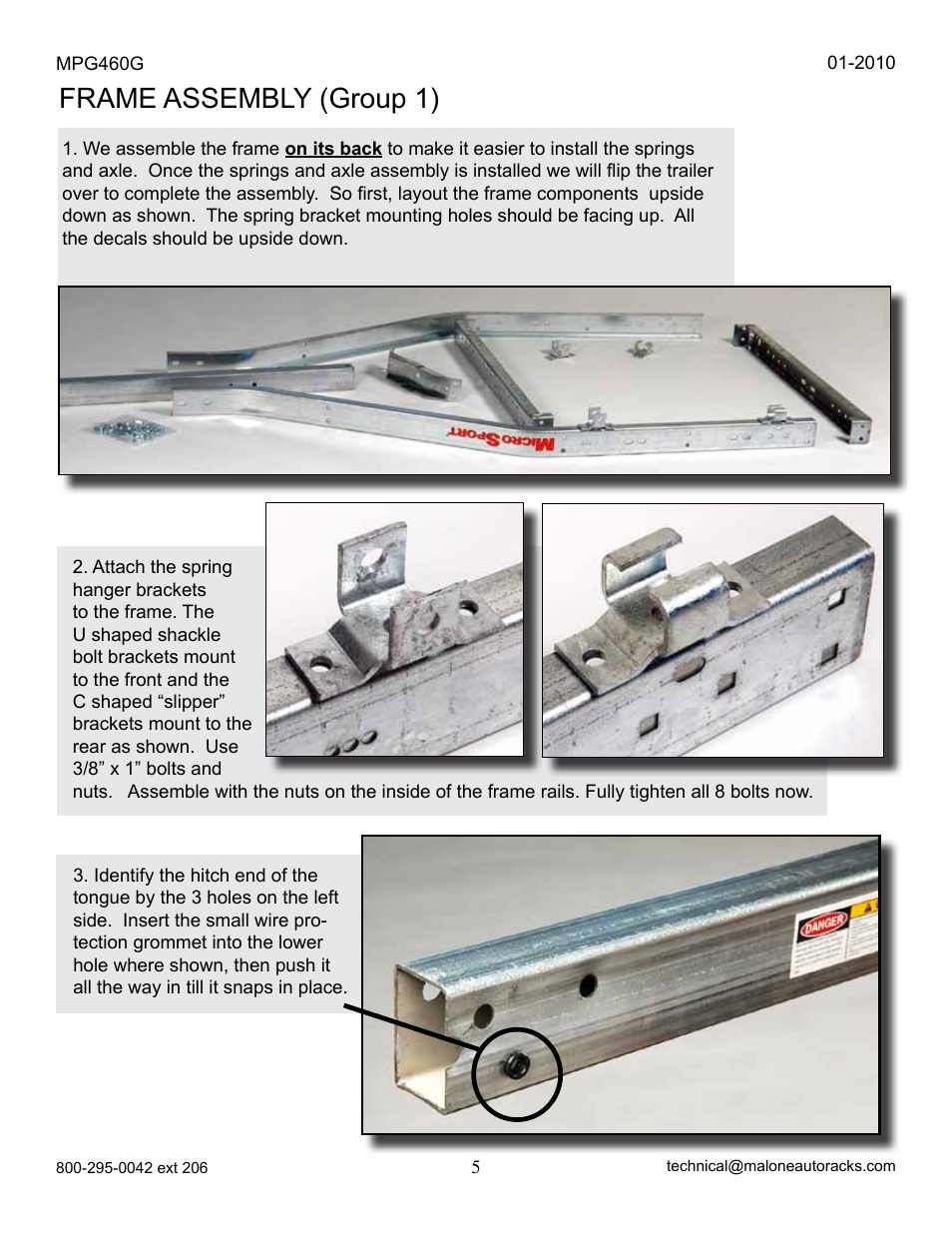 Frame assembly (group 1) | Malone MPG460G 2010 User Manual | Page 5 / 23