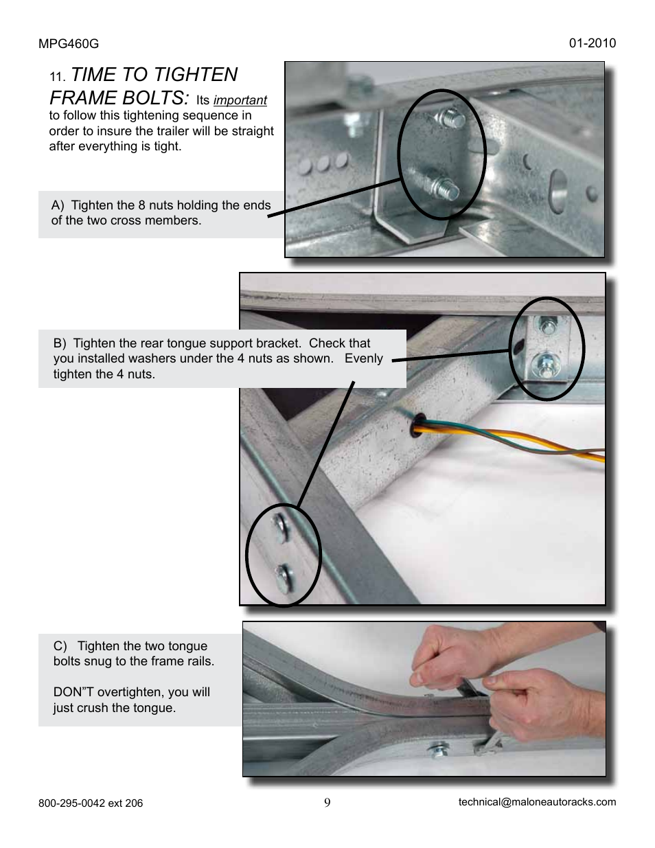 Time to tighten frame bolts | Malone MPG460G 2010 User Manual | Page 9 / 23