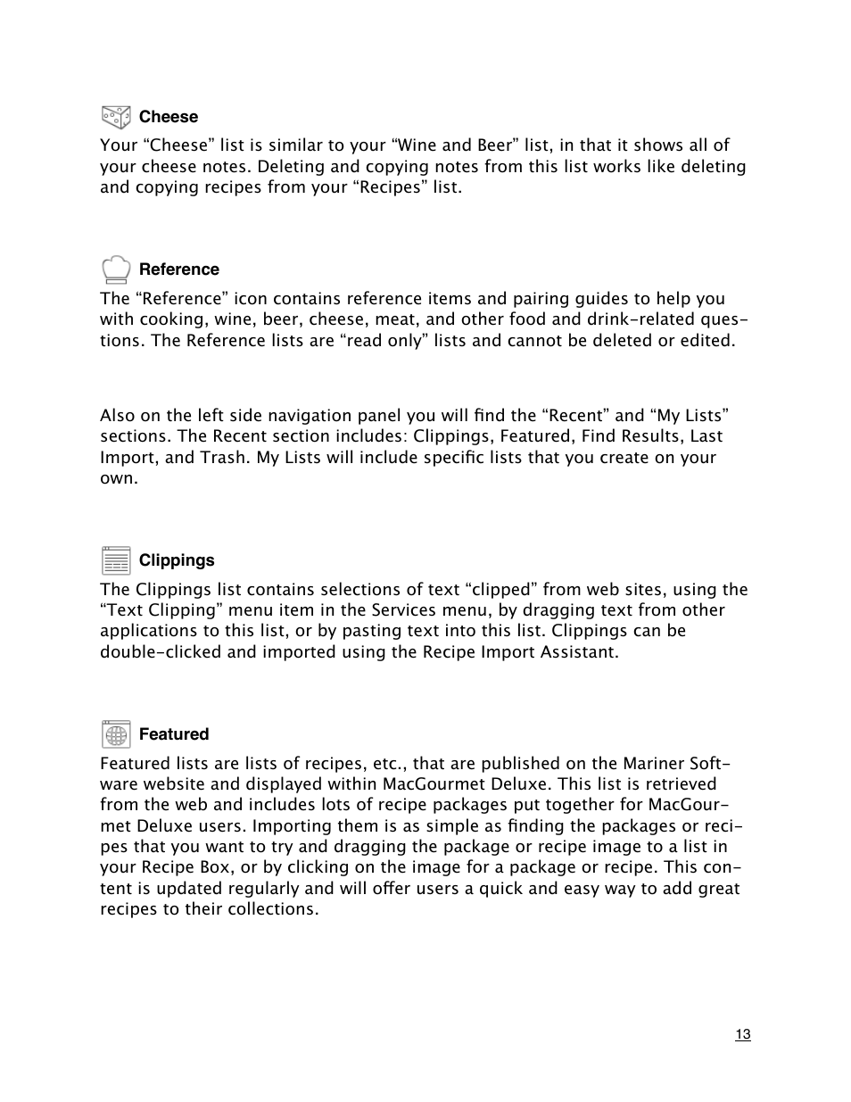 Mariner Software MacGourmet Deluxe User Manual | Page 13 / 97