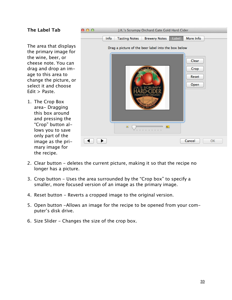 The label tab | Mariner Software MacGourmet Deluxe User Manual | Page 33 / 97