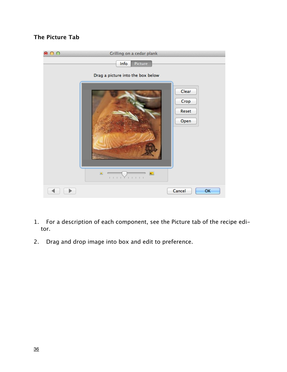 The picture tab | Mariner Software MacGourmet Deluxe User Manual | Page 36 / 97
