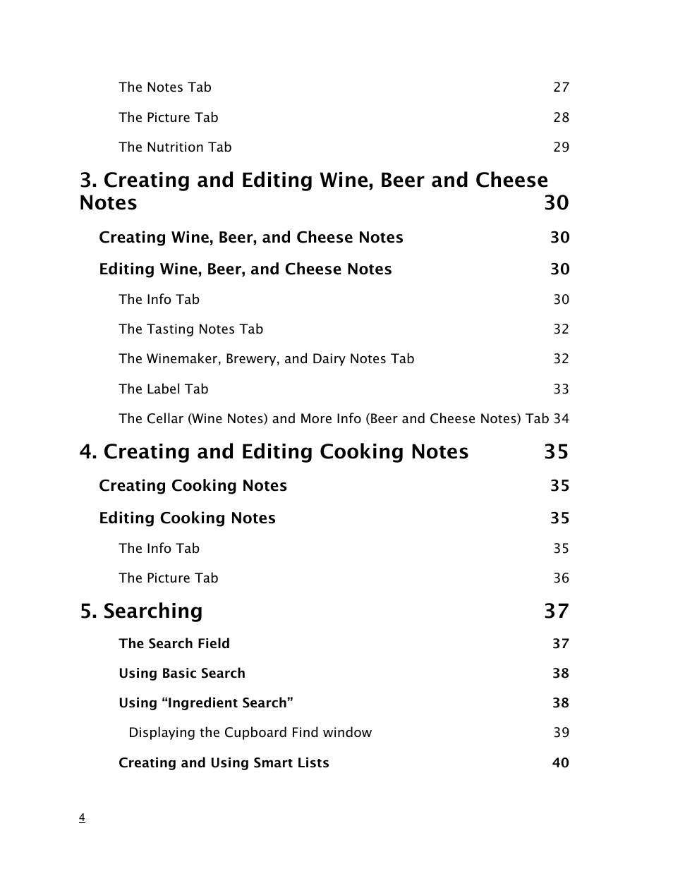 Searching 37 | Mariner Software MacGourmet Deluxe User Manual | Page 4 / 97