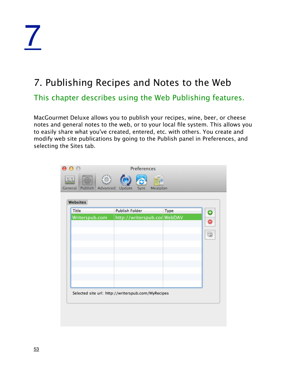 Publishing recipes and notes to the web 53 | Mariner Software MacGourmet Deluxe User Manual | Page 53 / 97