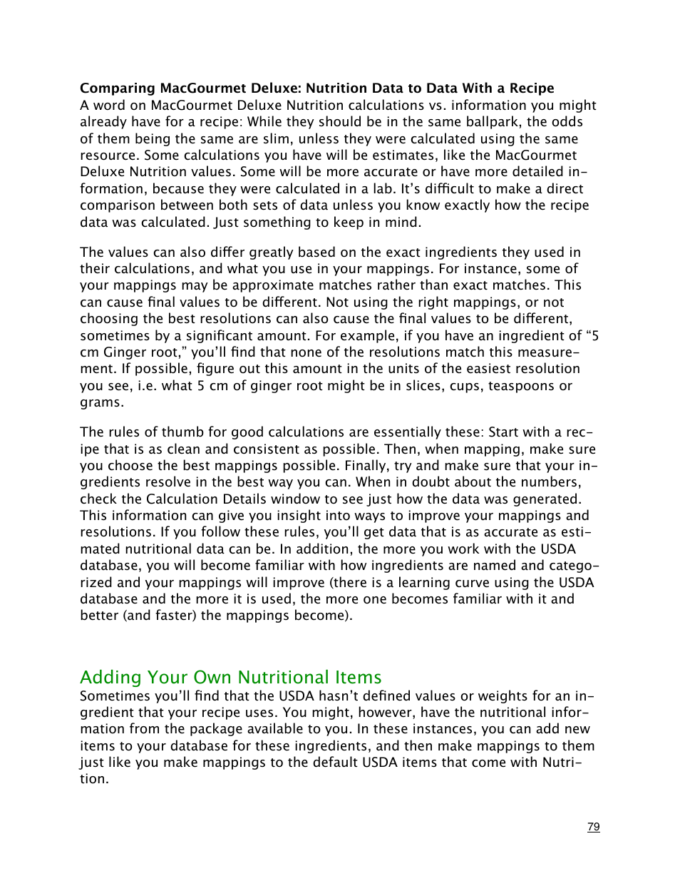 Adding your own nutritional items | Mariner Software MacGourmet Deluxe User Manual | Page 79 / 97