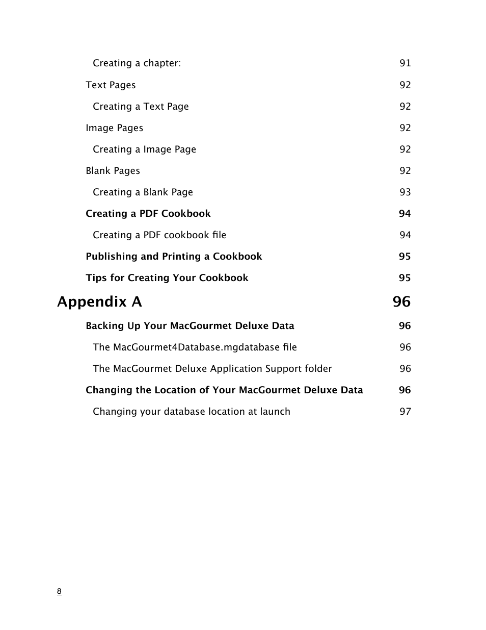Appendix a 96 | Mariner Software MacGourmet Deluxe User Manual | Page 8 / 97