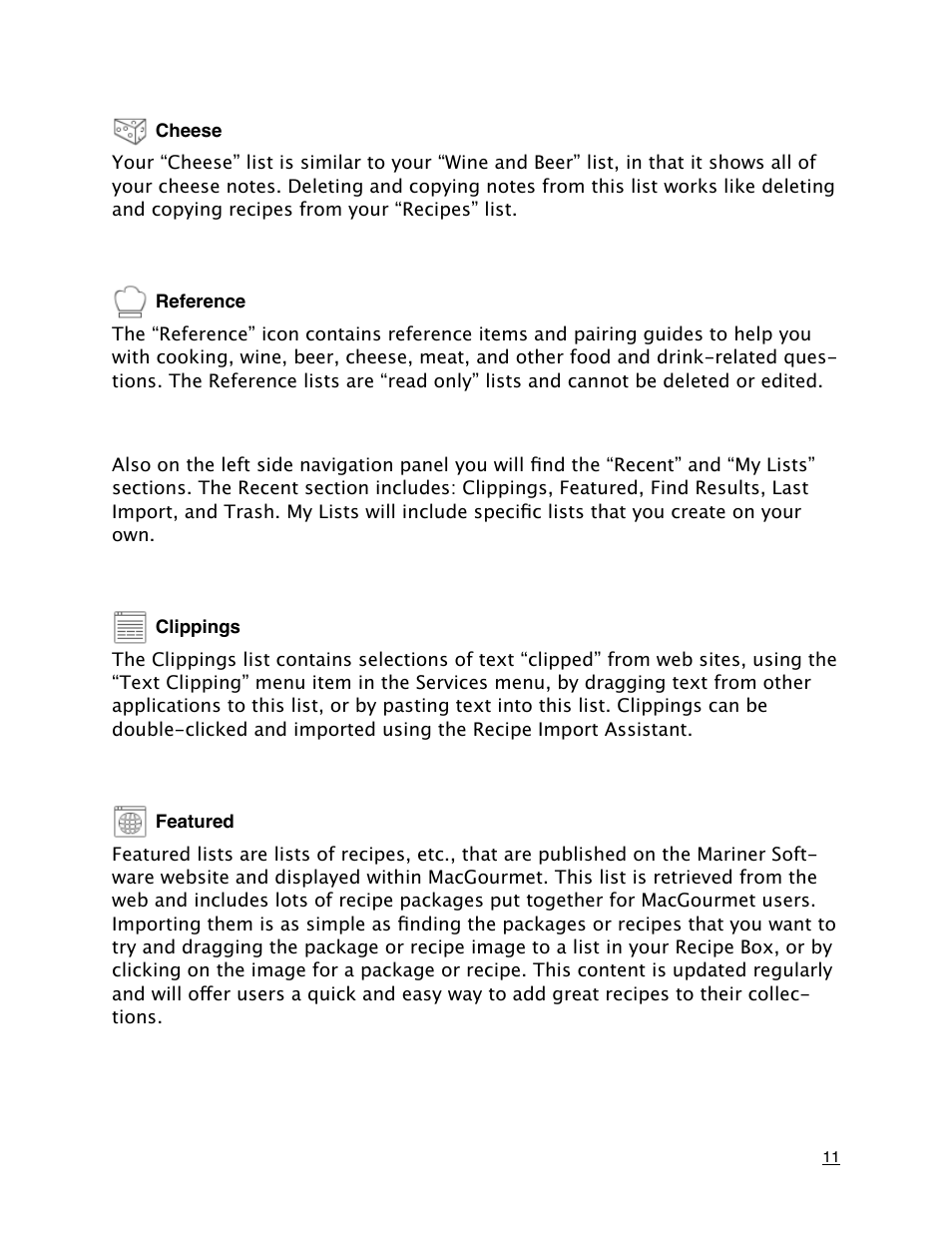 Mariner Software MacGourmet User Manual | Page 11 / 67