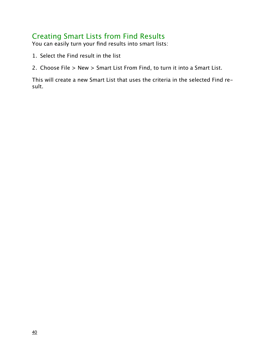 Creating smart lists from find results | Mariner Software MacGourmet User Manual | Page 40 / 67