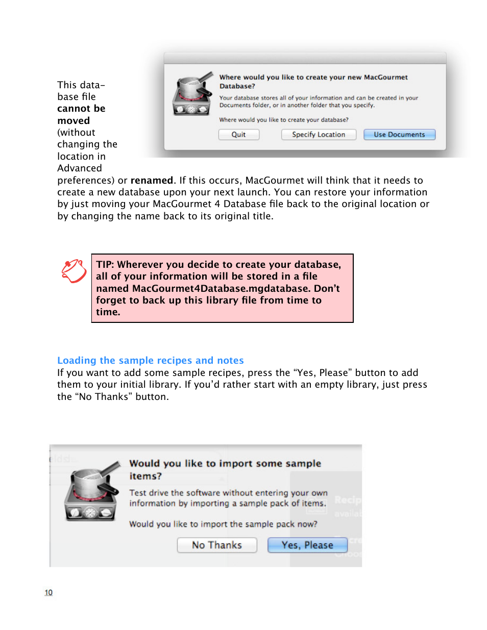 Loading the sample recipes and notes | Mariner Software MacGourmet User Manual | Page 8 / 67