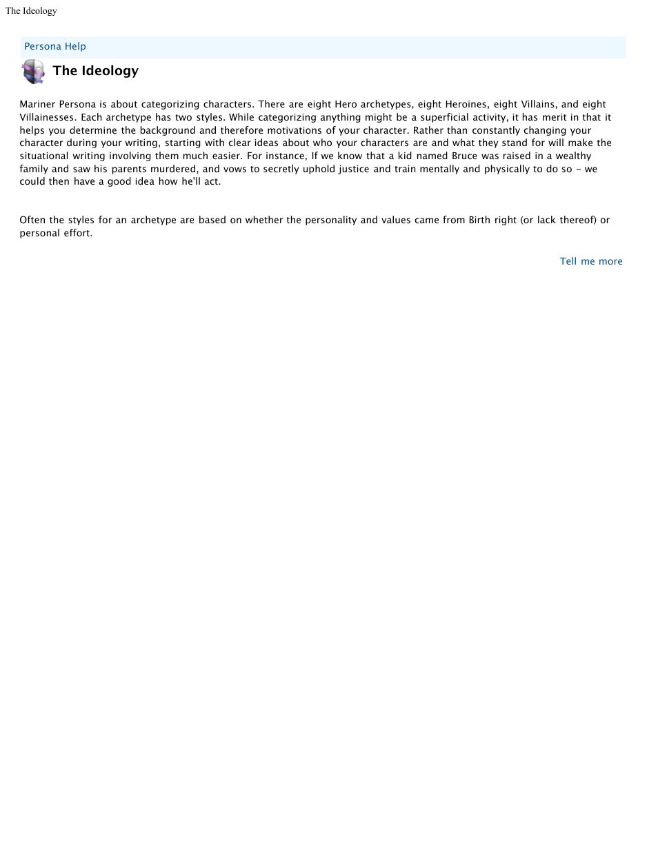 Helptopic5, The ideology | Mariner Software Persona for Mac User Manual | Page 15 / 35