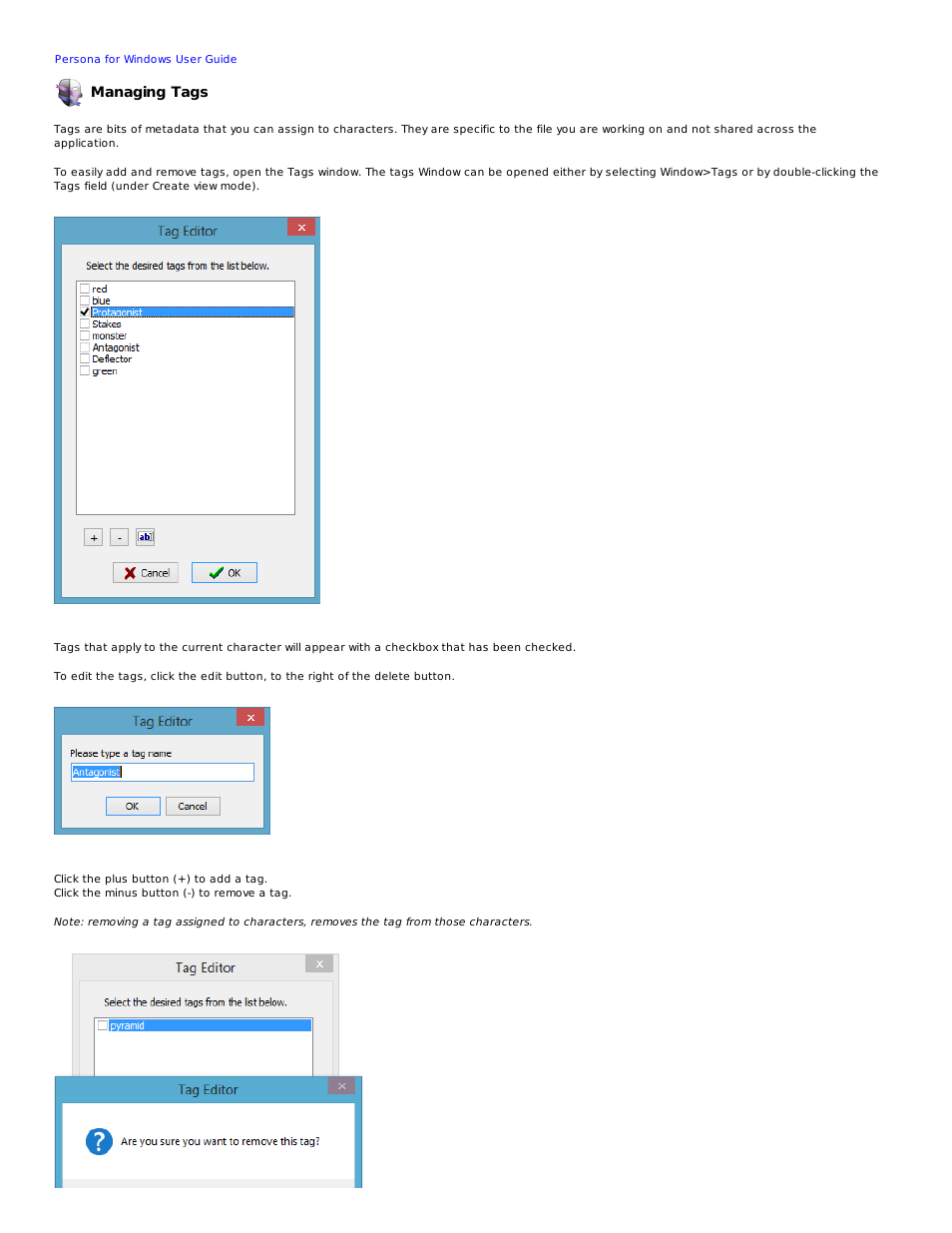 Managing tags | Mariner Software Persona for Windows User Manual | Page 12 / 34