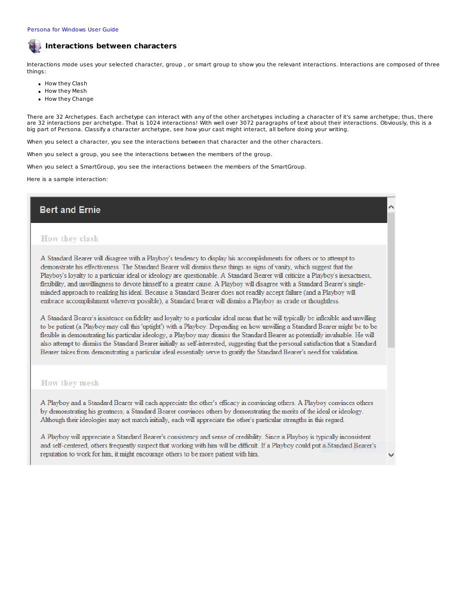 Interactions between characters | Mariner Software Persona for Windows User Manual | Page 14 / 34