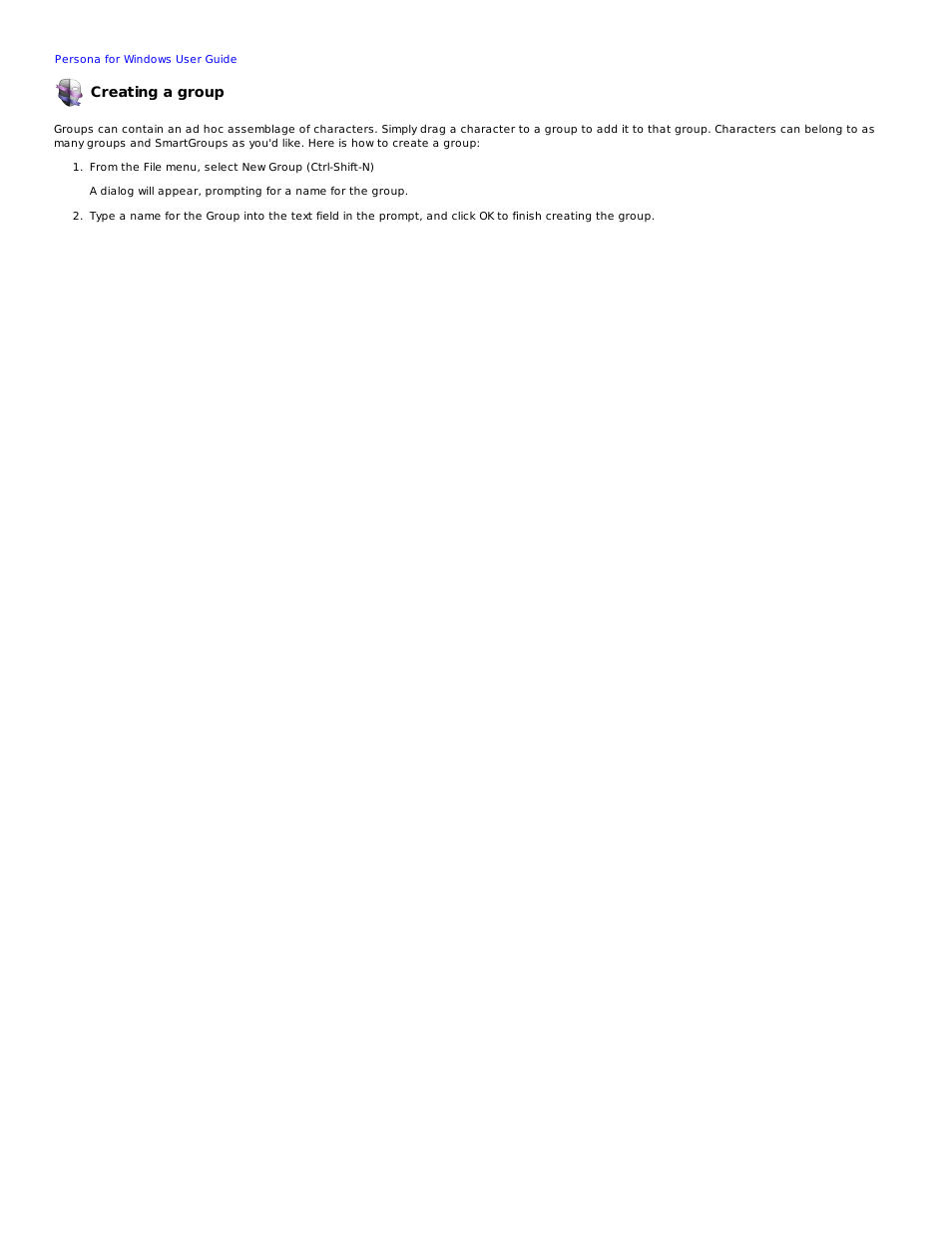 Creating a group | Mariner Software Persona for Windows User Manual | Page 19 / 34